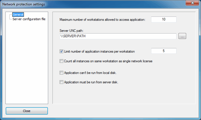 general network protection settings