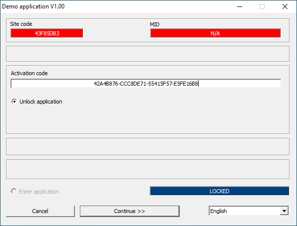 PC Guard: demo version activation dialog with activation code