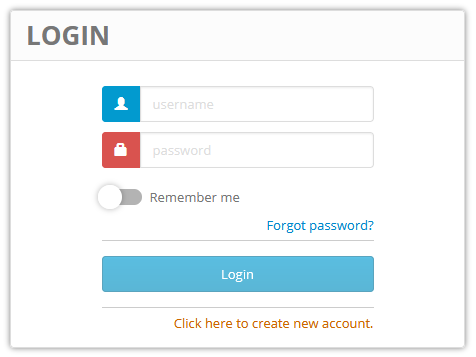 Activation center: Login page
