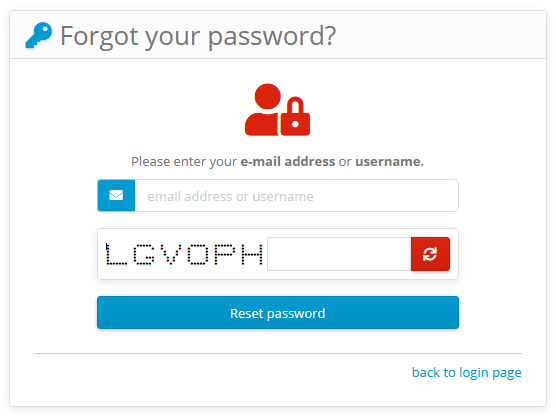 Activation center: Forgotten password page