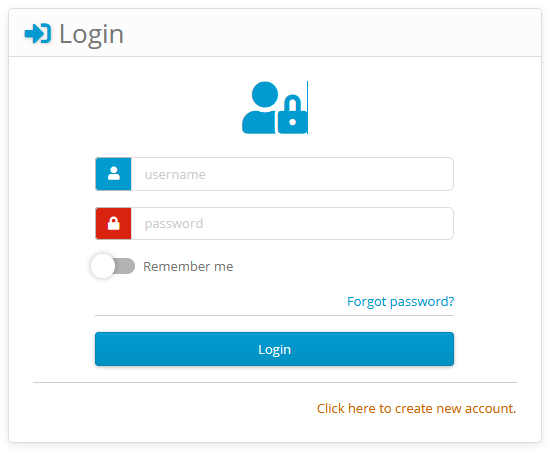 Activation center: Login page