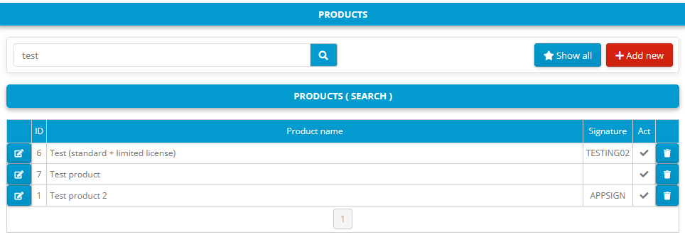 Activation center: Product page