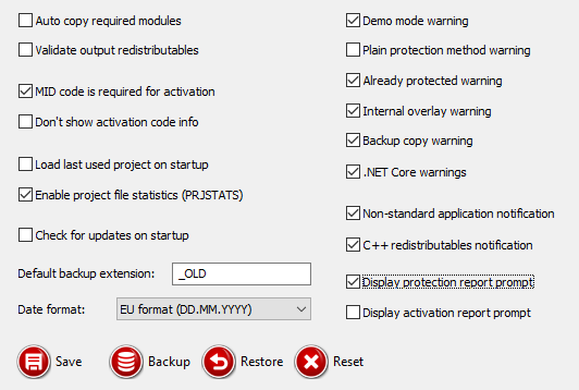 pc guard: system settings