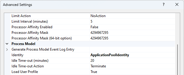 acen iis load user profile setting