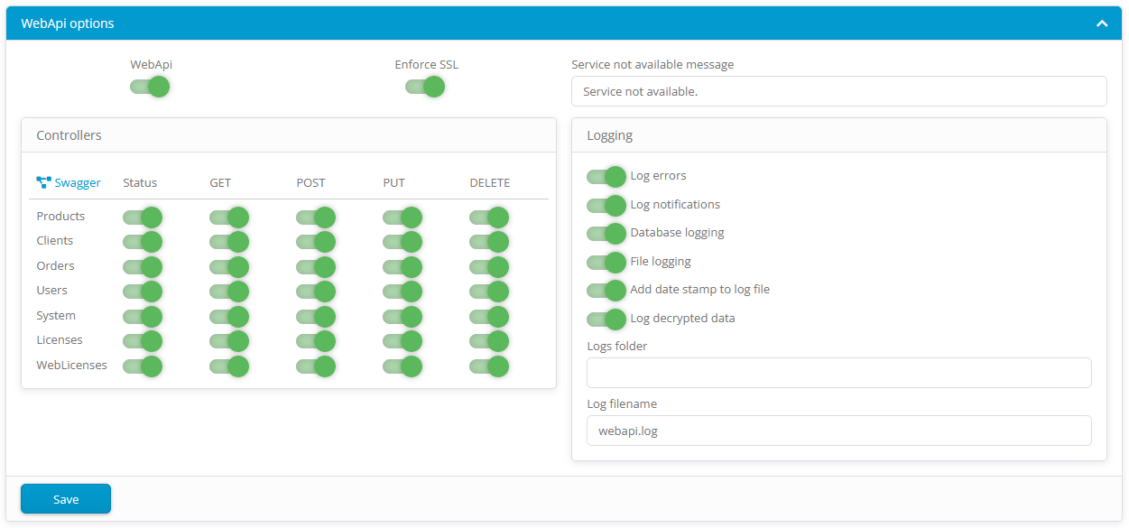 ACEN: Options: WebApi