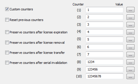 custom counters settings