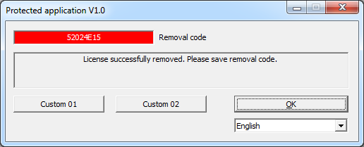 Custom buttons for license removal dialog