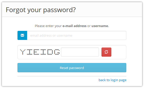 forgot password page