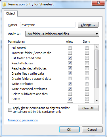 network folder user rights