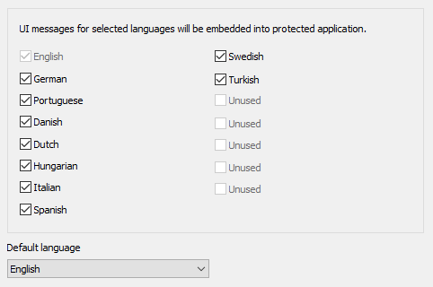 languages settings panel