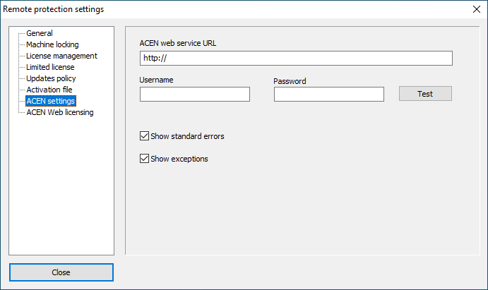 ACEN server settings