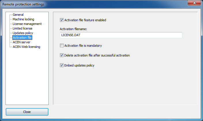 activation file settings