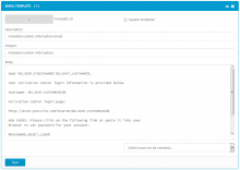 Activation center: Email template details